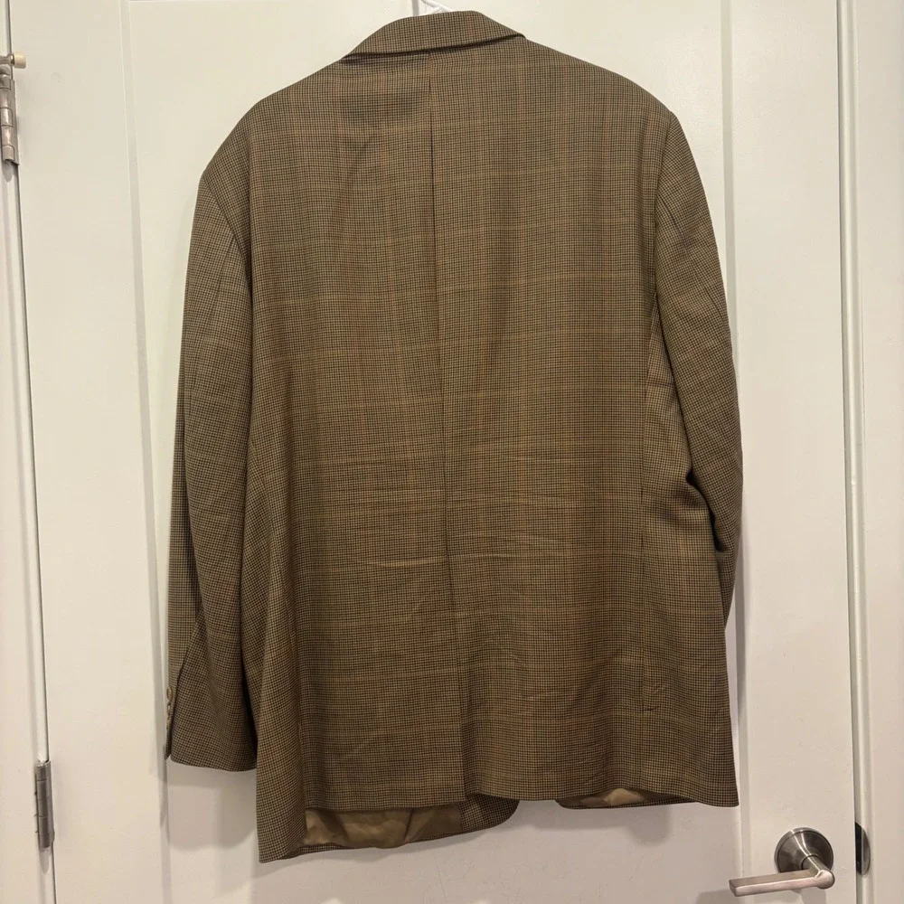 Brooks Brothers 346 Mens 46R Brown Houndstooth Super 100s Wool 3 Button Blazer